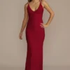 Double Strap Ruched V-Neck Sheath