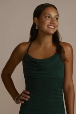 Cowl Neck Stretch Jersey Long Sheath Dress -Floral Applique Dresses Shop 13019 MHUNTER PRM PROD9 078 1