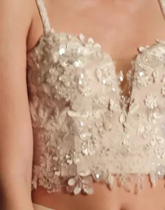 3D Floral Sweetheart Spaghetti Strap Separates Top 4 3D Floral Sweetheart Spaghetti Strap Separates Top - Image 4