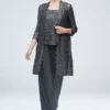 Long Lace Jacket Three-Piece Plus Size Pantsuit