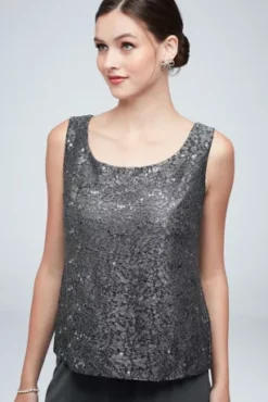 Long Lace Jacket Three-Piece Plus Size Pantsuit -Floral Applique Dresses Shop 1993 MCHARCOAL MOB PROD7 103