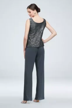 Long Lace Jacket Three-Piece Plus Size Pantsuit -Floral Applique Dresses Shop 1993 MCHARCOAL MOB PROD7 115