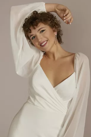 Long Sleeve Chiffon Sweetheart Mini A-Line 3 Long Sleeve Chiffon Sweetheart Mini A-Line - Image 3