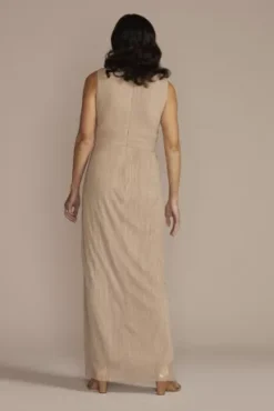 Floor Length V-Neck Metallic Sheath Jacket Dress -Floral Applique Dresses Shop 2475 MCHAMP MOB PROD7 142