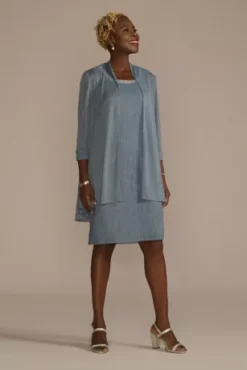 Embellished Scoop Neck Short Jacket Sheath Dress