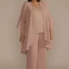 Plus Size Three-Piece Lace And Georgette Pantsuit