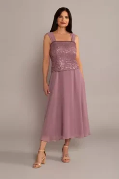 Tea-Length Lace And Chiffon A-Line Jacket Dress -Floral Applique Dresses Shop 28556 DEEPROSE MOB PROD5 3802