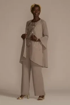 Embellished Three-Quarter Sleeve Pantsuit