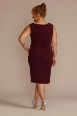 Short Beaded V-Neck Dress With Sheer Sleeve Jacket -Floral Applique Dresses Shop 29258 MCRANBERRY MOB PROD7 1645