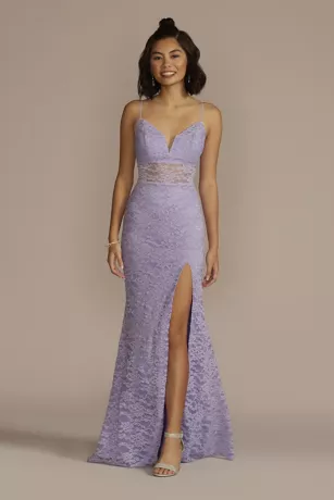 V-Neck Glitter Lace Sheath With Illusion Waist 1 V-Neck Glitter Lace Sheath With Illusion Waist