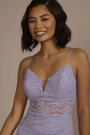 V-Neck Glitter Lace Sheath With Illusion Waist 3 V-Neck Glitter Lace Sheath With Illusion Waist - Image 3