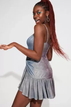 Short Square Neck Metallic Asymmetrical Dress -Floral Applique Dresses Shop 3173BN 2 PDP Crop MAR15 1920x2880