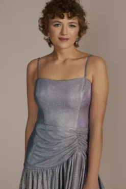 Short Square Neck Metallic Asymmetrical Dress -Floral Applique Dresses Shop 3173BN MTURQMULTI PARTY PROD2 1900 V2