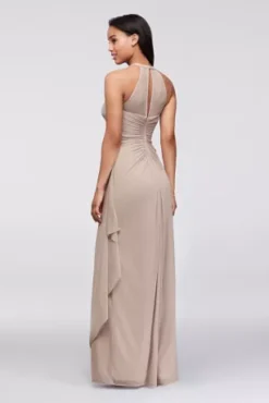 Sleeveless Long Mesh Dress With Illusion Neckline -Floral Applique Dresses Shop 4XLF15662 BISCOTTI BM PROD4 V2 067