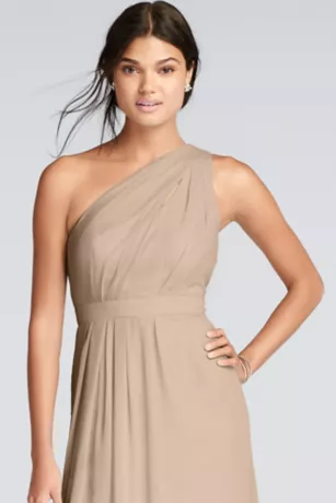 Long One-Shoulder Crinkle Chiffon Dress 3 Long One-Shoulder Crinkle Chiffon Dress - Image 3