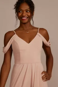 Cascading Off-the-Shoulder Bridesmaid Dress 7 Cascading Off-the-Shoulder Bridesmaid Dress -Floral Applique Dresses Shop 4XLF20010 SAND BM PROD9 V2 108 detail