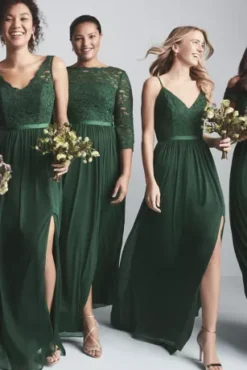 Lace And Mesh V-Neck Bridesmaid Dress 9 Lace And Mesh V-Neck Bridesmaid Dress -Floral Applique Dresses Shop 4XLF20057 ZZZ 2