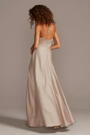 High-Neck Satin A-Line Bridesmaid Dress 2 High-Neck Satin A-Line Bridesmaid Dress - Image 2