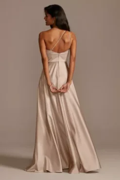 One Shoulder Satin A-Line Long Bridesmaid Dress -Floral Applique Dresses Shop 4XLF20135 BISCOTTI BM PROD3 106 back2
