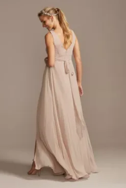 Pleated Tank Chiffon Maternity Bridesmaid Dress -Floral Applique Dresses Shop 4XLF20166 BISCOTTI BM PROD10 100