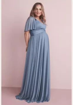 Flutter Sleeve Mesh Maternity Bridesmaid Dress -Floral Applique Dresses Shop 4XLF20167 ZZZ 21