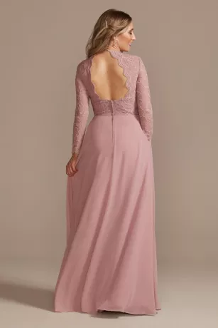 Lace Chiffon Long-Sleeve Long Bridesmaid Dress 2 Lace Chiffon Long-Sleeve Long Bridesmaid Dress - Image 2