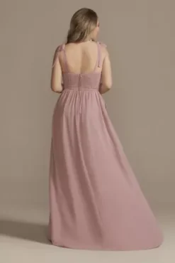 Tie-Strap Chiffon Sweetheart Long Bridesmaid Dress -Floral Applique Dresses Shop 4XLF20364 QUARTZ BM PROD4 180