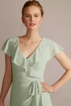 Chiffon High-Low Ruffle Bridesmaid Dress -Floral Applique Dresses Shop 4XLF20511 DUSTYSAGE BM PROD11 162 detail