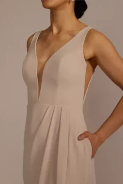 Chiffon Illusion Cutouts Bridesmaid Dress -Floral Applique Dresses Shop 4XLF20574 BISCOTTI BM PROD4 083 detail