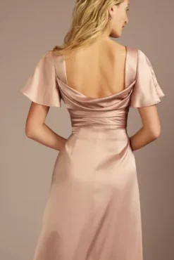 Short Sleeve Stretch Charmeuse Bridesmaid Dress -Floral Applique Dresses Shop 4XLF20628 SAND BM PROD3 aaaa