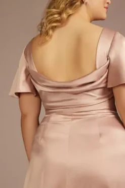 Short Sleeve Stretch Charmeuse Bridesmaid Dress -Floral Applique Dresses Shop 4XLF20628 SAND BM PROD3 aaaaa