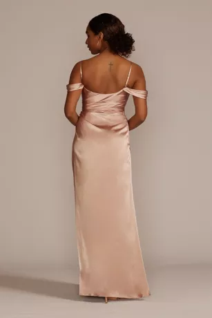Charmeuse Cowl Bridesmaid Dress With Swag Sleeves 2 Charmeuse Cowl Bridesmaid Dress With Swag Sleeves - Image 2