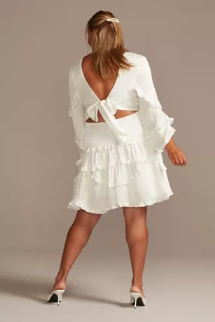 Charmeuse Ruffle Mini Dress With Back Tie 2 Charmeuse Ruffle Mini Dress With Back Tie - Image 2