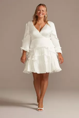 Charmeuse Ruffle Mini Dress With Back Tie 1 Charmeuse Ruffle Mini Dress With Back Tie