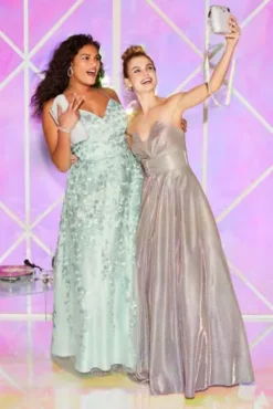 Floral Embellished Spaghetti Strap Lace-Up Gown -Floral Applique Dresses Shop 60978DW PDP Crop MAR3 1920x2880