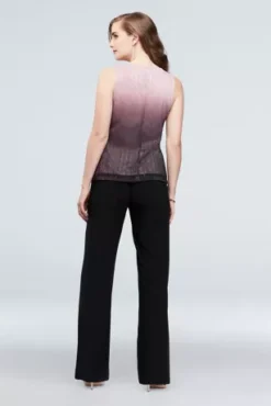 Crinkled Ombre Plus Size Three-Piece Pantsuit -Floral Applique Dresses Shop 650136 MBLKBLUSH MOB PROD6 080