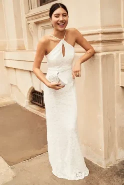 Halter Keyhole Lace Dress With Lace-Up Back -Floral Applique Dresses Shop 650711 PDP Crop JAN21 1920x2880