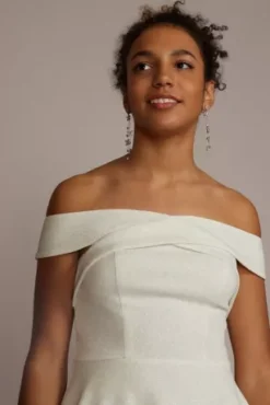 Crisscross Off The Shoulder Glitter Mini Dress -Floral Applique Dresses Shop 7181CA9A MIVYSILVER PRTY PROD4 5016 V2