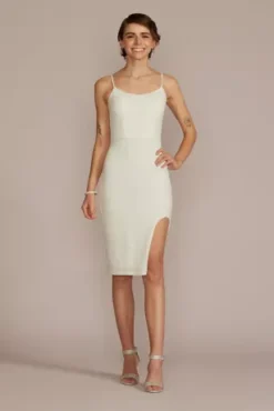 Knee Length Jersey Glitter Dress With Cutout Back