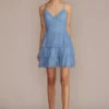 V-Neck Tiered Ruffle Mini Dress