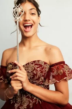 Tiered Quince Dress With Interchangeable Sleeves 27 Tiered Quince Dress With Interchangeable Sleeves -Floral Applique Dresses Shop 8FR2208 1 PDP Crop OCT5 1920x2880