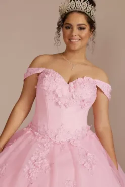 3-Piece Floral Glitter Corset Quince Ball Gown -Floral Applique Dresses Shop 8FR2302 MPETAL QUINCE PROD3 050