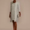 Beaded Lace Short Sheath Dress With Jacket