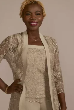 Three Piece Embroidered Sequin Lace Pants Suit -Floral Applique Dresses Shop 9862 MCHAMPAGNE MOB PROD1 990