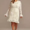 Lace Illusion Plus Short Dress With Flounce Trim