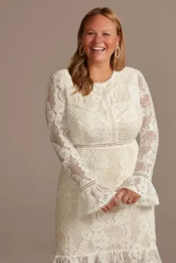 Lace Illusion Plus Short Dress With Flounce Trim -Floral Applique Dresses Shop 9SDWG0772 MIVYCHAMP DBSTU PROD8 44