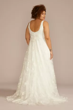 V-Neck Embroidered Lace A-Line Wedding Dress 2 V-Neck Embroidered Lace A-Line Wedding Dress - Image 2