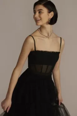 Mesh Corset Tiered Prom Dress -Floral Applique Dresses Shop A24201D BLACK PROM PROD2 577