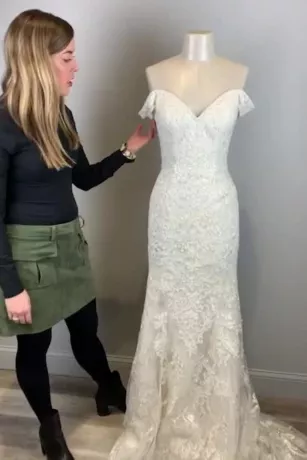 Beaded Lace Long Sleeve Off Shoulder Wedding Dress 4 Beaded Lace Long Sleeve Off Shoulder Wedding Dress - Image 4