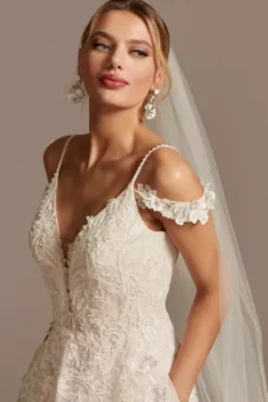 Beaded Applique Wedding Dress With Swag Sleeves -Floral Applique Dresses Shop CWG875 IVYSTONE OLEG PROD4 050